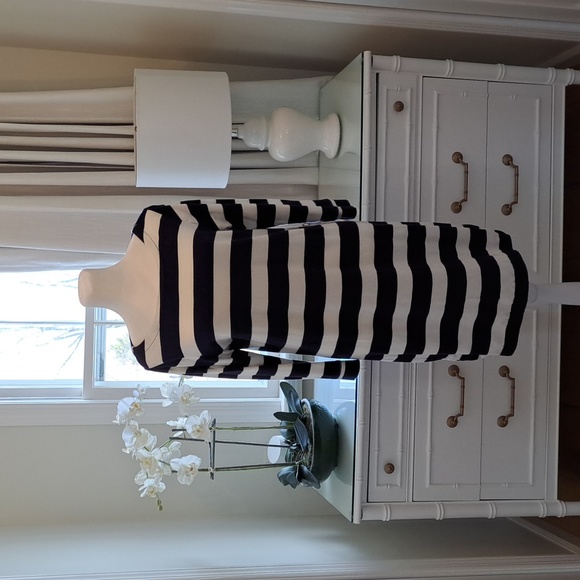 J. Crew Dresses & Skirts - J.Crew Womens Navy/Cream Striped Long Sleeve‎ Cotton Midi Dress Size Small